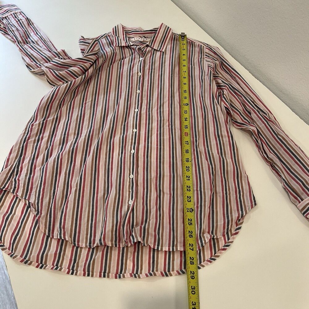 Xirena Women’s button up shirt size M striped long sleeve multi Preppy Summer - Picture 6 of 6